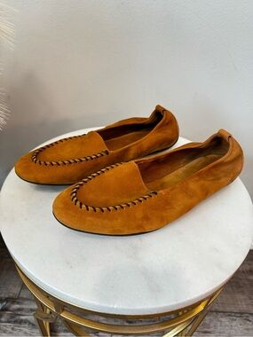 Arche Suede Slip-On Loafers in Cognac